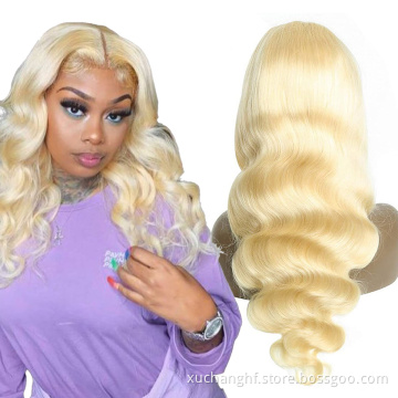 613 Lace Frontal Wig Body Wave Human Hair, Wholesale Price Virgin Blonde 613 Body Wave Lace Frontal Wig for Black Women